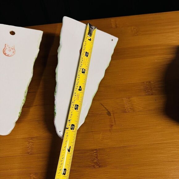 2 Japan Vintage Wall Pockets Planter Vase Porcelain Hand Painted Grapes Cherub - Picture 7 of 8